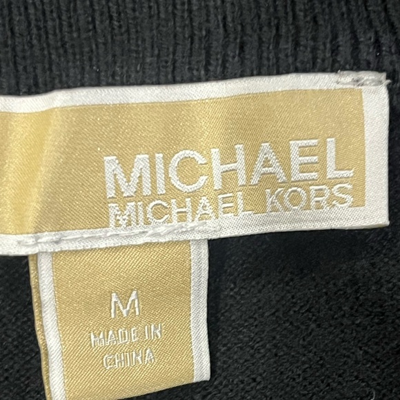 Michael Kors Women Black Short Sleeve sweater top Studded Logo Zs Medium - Picture 8 of 8